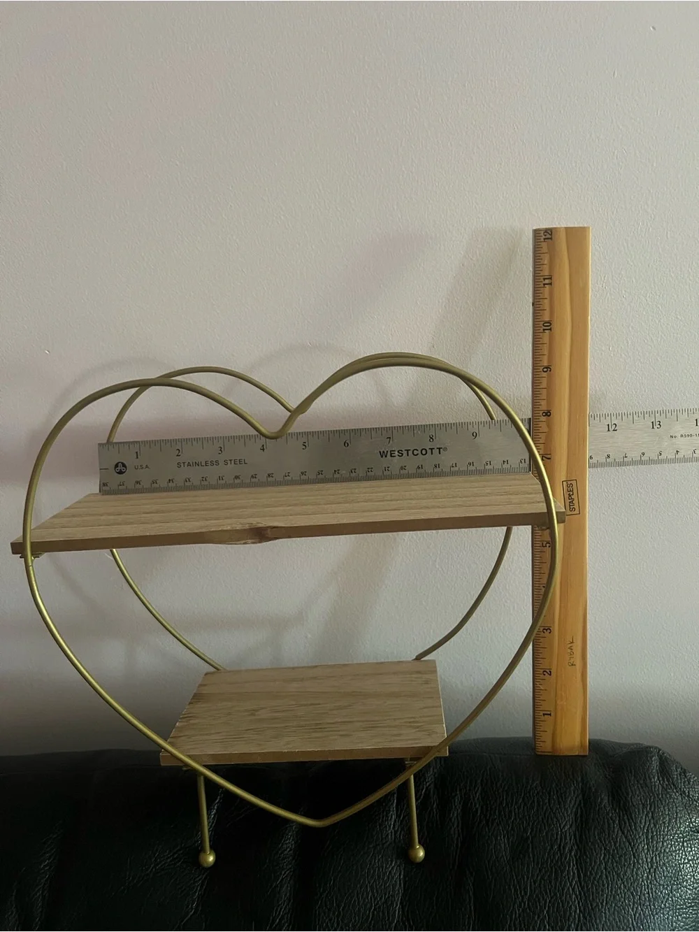 Heart-Shaped Two-Tier Wall Shelf - Gold NWOT includes New Saya tote bag